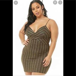 Forever 21 Plus Gold Stripe Mini Dress